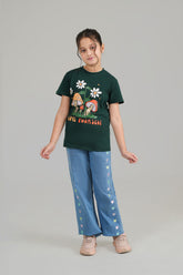 Girls Green Mushroom Tee